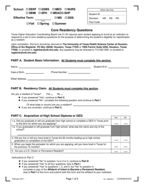 Texas Residency Questionnaire