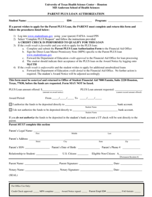 Parent PLUS Loan Authorization Form