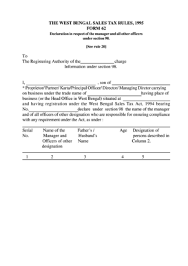 West Bengal Sales Tax Form 62
