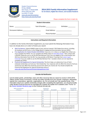 Yale Family Information Supplement