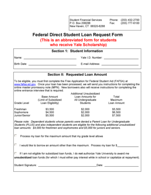 Federal Direct Student Loan Request Form
