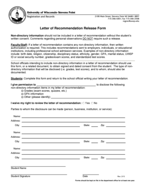 Letter of Recommendation Release Form