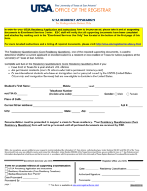 UTSA Residency Application