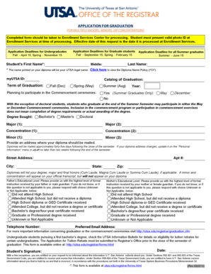 UTSA Application for Graduation