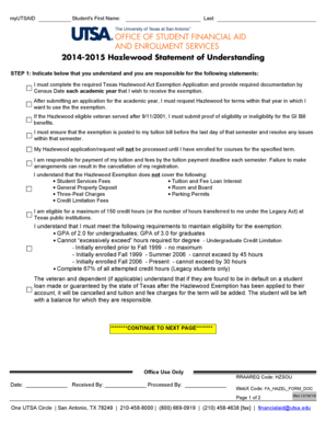 Texas Hazlewood Act Exemption Application