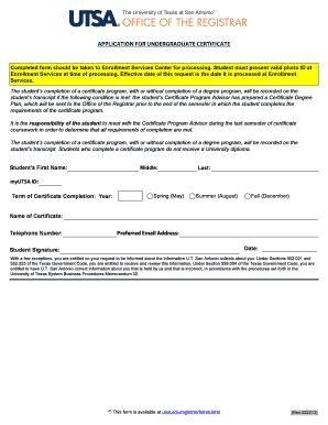 Undergraduate Certificate Application