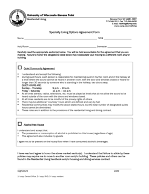 Specialty Living Options Agreement Form