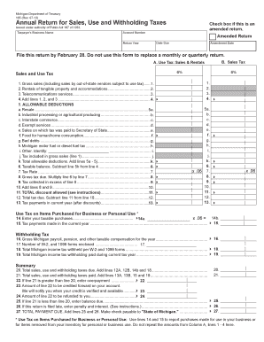 Michigan Annual Return for Sales, Use and Withholding Taxes