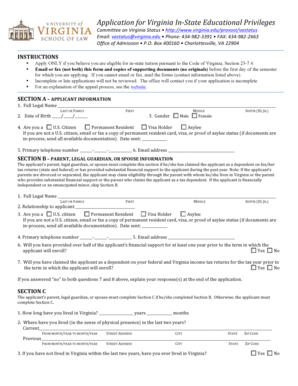 Virginia In-State Educational Privileges Application