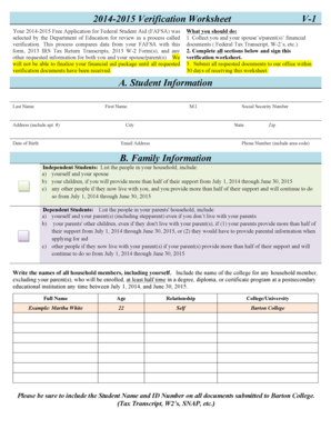 2014-2015 Verification Worksheet V-1