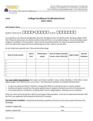 College Enrollment Verification Form
