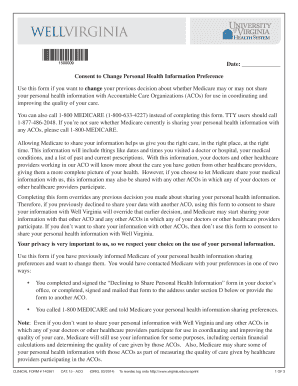 Medicare Consent to Change Personal Health Information Preference