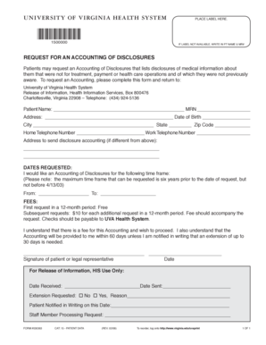 Request for Accounting of Disclosures