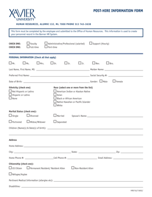 Post-Hire Information Form