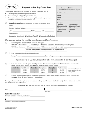Minnesota Court Fee Waiver Form