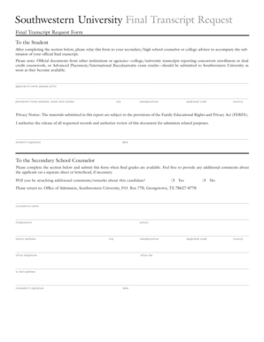 Final Transcript Request Form