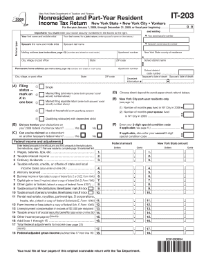 New York State Nonresident and Part-Year Resident Income Tax Return