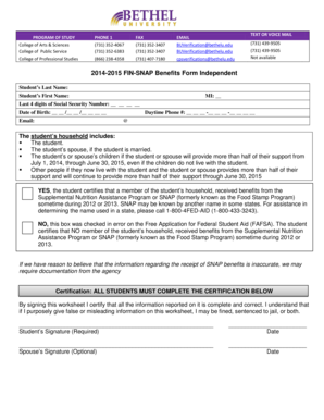 2014-2015 FIN-SNAP Benefits Form