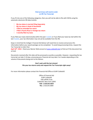IRS Tax Transcript Request