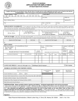 State of Georgia Application for Employment