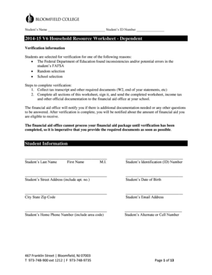 2014-15 Household Resource Worksheet - Dependent