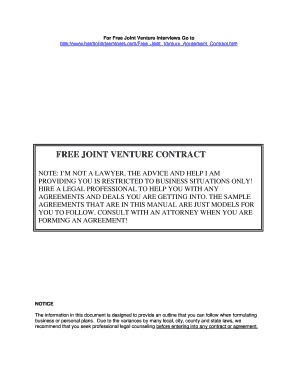 Joint Venture Agreement Template