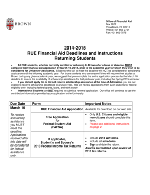 2014-2015 RUE Financial Aid Application