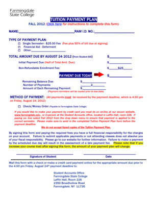 Tuition Payment Plan Form