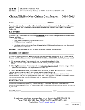 Citizen Eligible Non-Citizen Certification Form