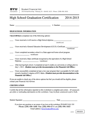 High School Graduation Certification