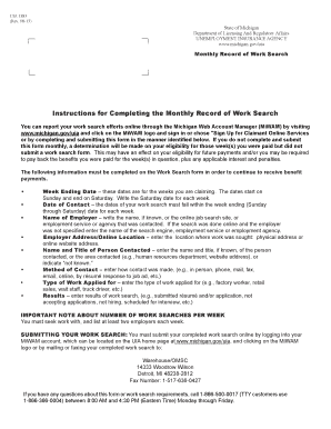 Michigan Monthly Work Search Form