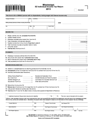 Mississippi EZ Individual Income Tax Return