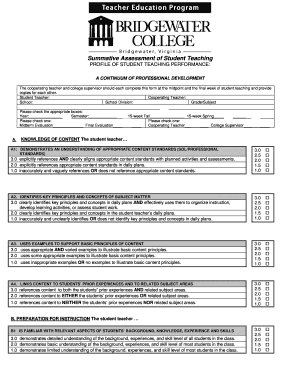 Summative Assessment of Student Teaching