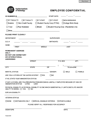 Employee Confidential Form