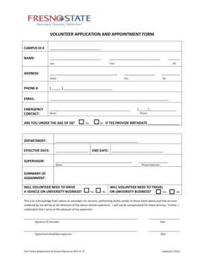 Volunteer Application and Appointment Form