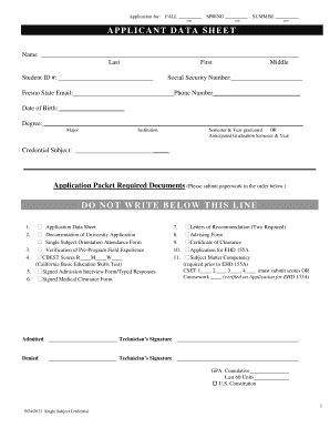 California Single Subject Credential Application