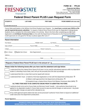 Federal Direct Parent PLUS Loan Request Form