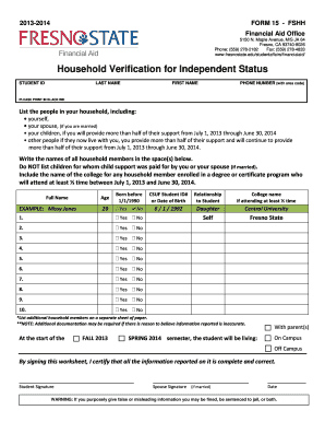 Household Verification for Independent Status