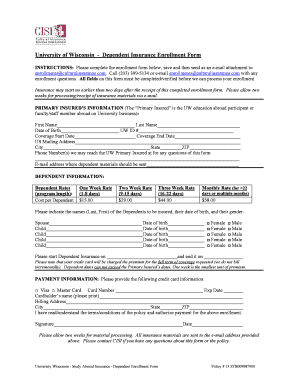 University of Wisconsin Dependent Insurance Enrollment Form