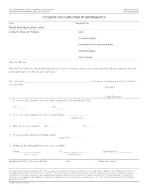 Request for Employment Information Form CMS-L564