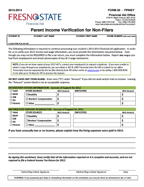 Parent Income Verification for Non-Filers