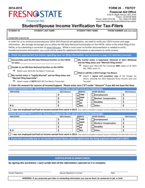 Student Income Verification for Tax-Filers