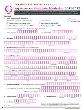 California State University Graduate Admission Application