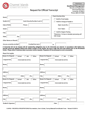 Official Transcript Request Form