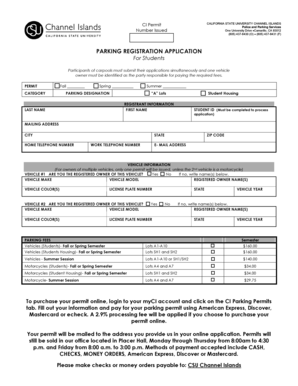 California State University Parking Registration Application