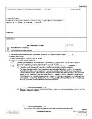California Contract Answer Form