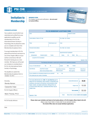 Psi Chi Membership Acceptance Form