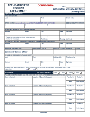 California State University Student Employment Application