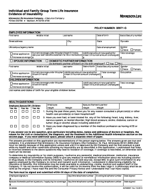 Minnesota Life Insurance Evidence of Insurability