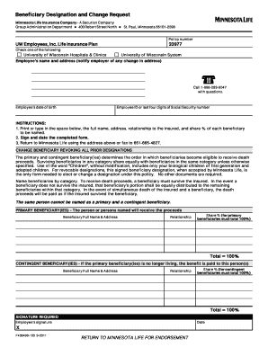 Beneficiary Designation and Change Request Form